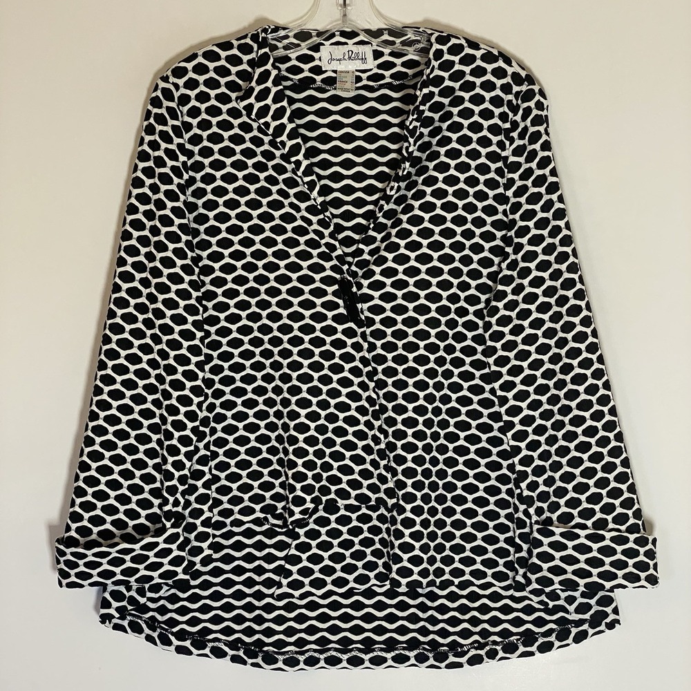 Joseph Ribkoff Jacket Womens 10 Black White Art to Wear‎ Striped Button Classy